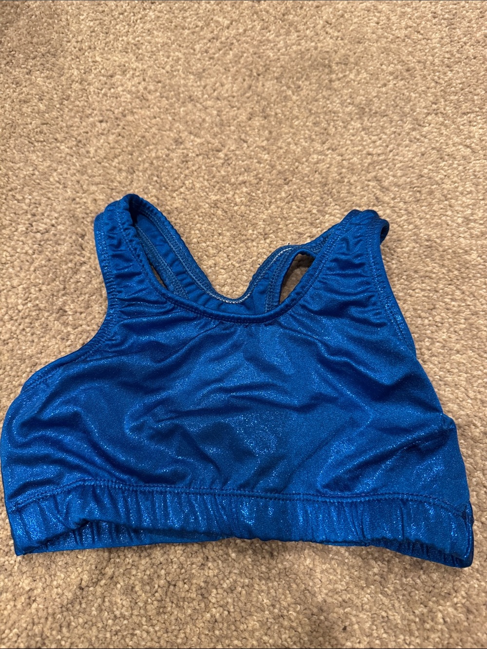 Girls' Blue Metallic Active Crop Tank Top